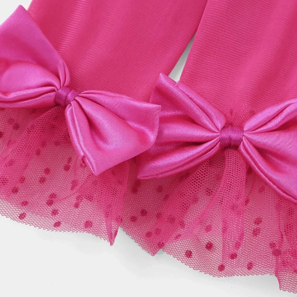 Women's Bow Gloves Rose Red Short Lace Evening Wedding Accessories Party Prom